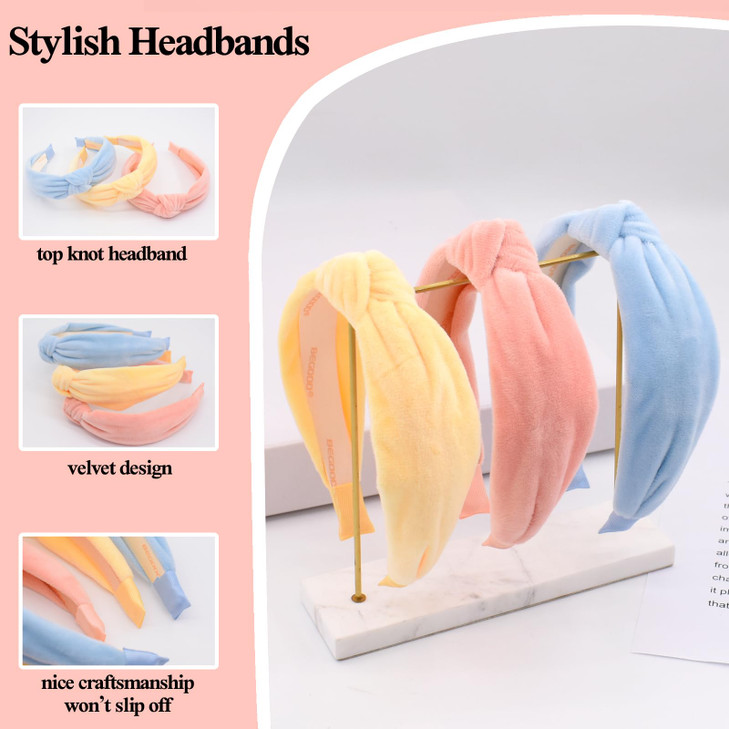 BEGOOD Headbands for Women Velvet Womens Knotted Headband Fashion Top Knot Hairbands Wide Head Bands for Women's Hair Girls Turban Hair Accessories