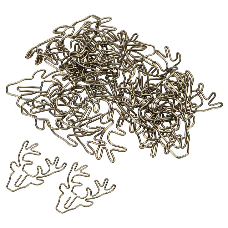 MECCANIXITY Paper Clip Deer AnimalShaped Cute Decorative Fun Clips Bookmarks 19 Inch Bronze Tone for Organize Office Hom