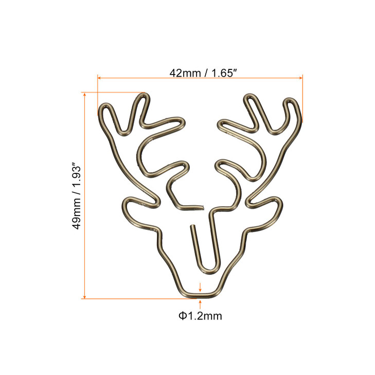 MECCANIXITY Paper Clip Deer AnimalShaped Cute Decorative Fun Clips Bookmarks 19 Inch Bronze Tone for Organize Office Hom