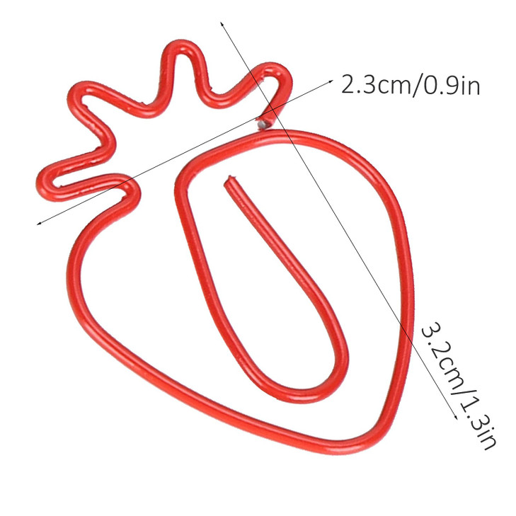 Pssopp 20pcs Paper Clips Red Strawberries Shape Paper Clips Cute Bookmark Clips for Office School Stationery Document