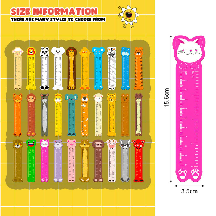 Chinco 60 Pcs Cute Animal Bookmarks for Kids Funny Ruler Reading Marks Back to School Gifts for Cartoon Animal Theme Boo