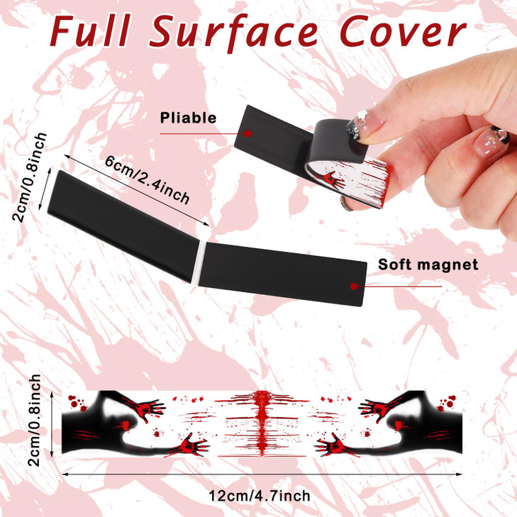 Whaline 36Pcs Halloween Magnetic Bookmarks Bloody Handprints Ghost Magnetic Page Markers Scary Pattern Page Clips for Ha