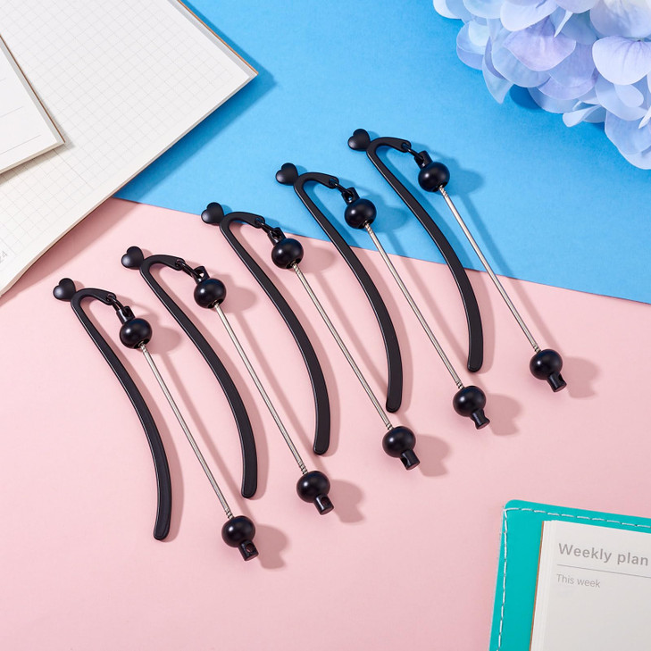 Beadthoven 10pcs DIY Beadable Bookmarks Blank Bars Black Heart Beaded Book Marks for Beads Craft Jewelry Pendant Gifts M