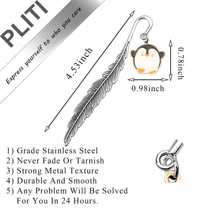 PLITI Penguin Bookmark for Penguin Lover Gift Bookworm Gift Book Love Gift Cute Penguin Jewelry Penguin Bookmark