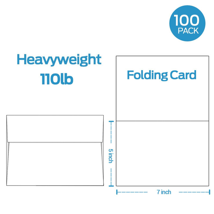 Ohuhu Blank White Cards and Envelopes 100 Pack 5 x 7 Heavyweight Folded Cardstock and A7 Envelopes for DIY Greeting Card