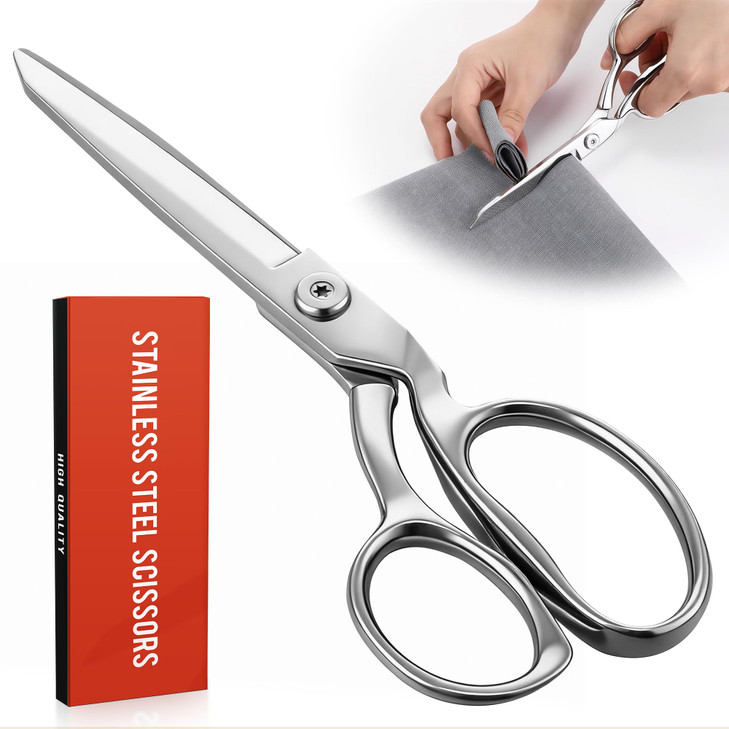 Nuanchu Professional Fabric Scissors 8 Sewing Scissors for Fabric Cutting Heavy Duty Multi Purpose Shear for Tailoring L