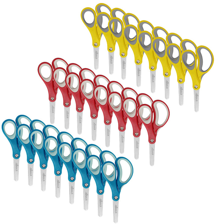 LIVINGO 24 Pack 5 Kids Scissors Blunt Safety Blade LeftRight Handle Bulk School Supplies Preschool Shears for Teachers S