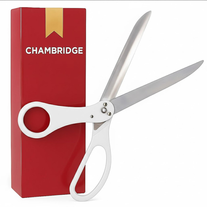 25 White Ceremonial Scissors Giant Ribbon Cutting Scissors for Grand Opening Large Shears for Ceremony Supplies Big 25 I