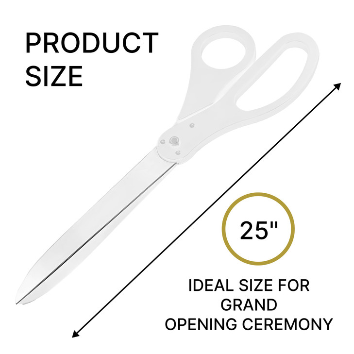 25 White Ceremonial Scissors Giant Ribbon Cutting Scissors for Grand Opening Large Shears for Ceremony Supplies Big 25 I