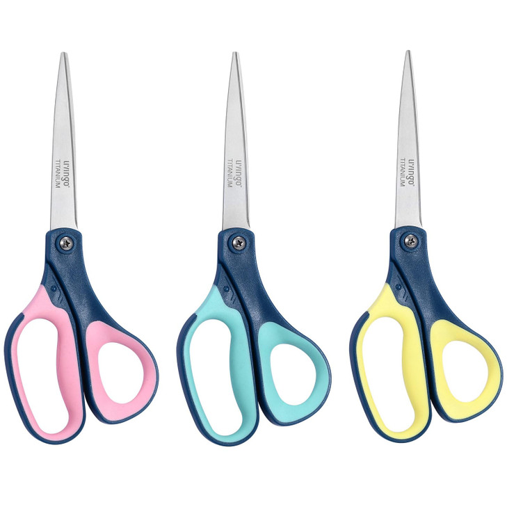 LIVINGO Titanium Scissors All Purpose 3 Pack 85 Sharp Stainless Steel Heavy Duty Shears for Office Home Crafting Cutting
