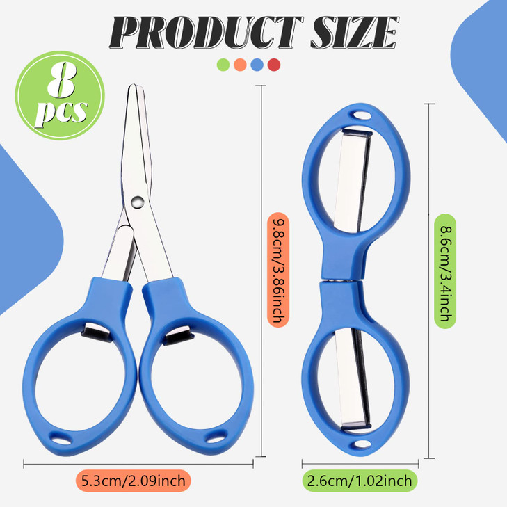 Tatuo Stainless Steel Scissors Folding Mini Scissor Anti Rust Portable Keychain Scissors Small Glasses Shaped Compact Sh