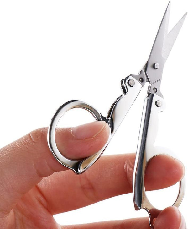 Silver Stainless Steel Folding Scissors Portable Mini Pocket Travel Scissors Embroidery Scissors Office School Supplies