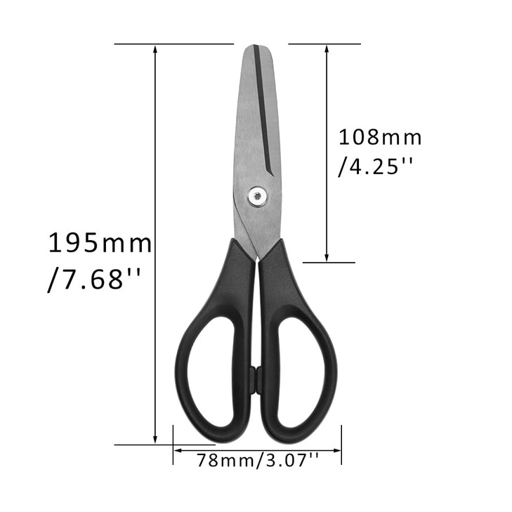 All Purpose Ceramic Scissors 8 Black Straight Shears NonSticking Sharp Blade Comfort ABS Grip Blunt Tip Safety Cutting T