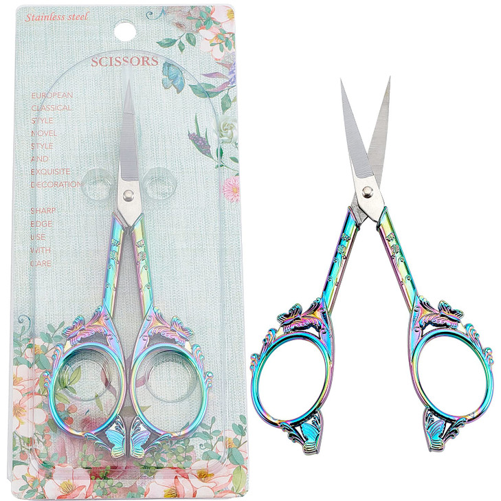 SUNNYCLUE 1Set 47Inch Stainless Steel Sewing Scissors Butterfly Pattern Vintage Style Pointed Tip Embroidery Shears for