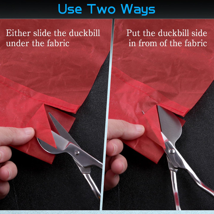 SPEEDWOX 6 Duckbill Shears for Art Duck Bill Applique Scissors Double Bent Curved Offset Handle Scissors with Pouch Slee