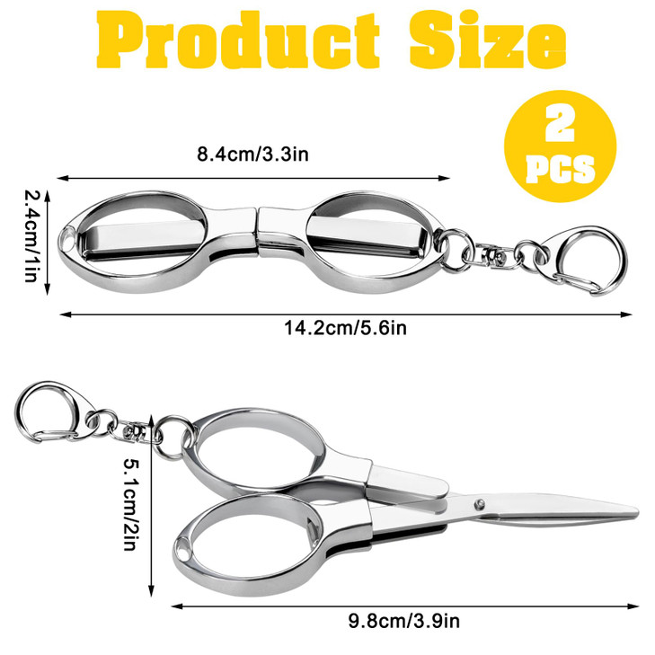 2 Pcs Retro Folding Scissors Stainless Steel Portable Mini Travel Scissors Keychain Scissores Fishing Scissor Safety Fol