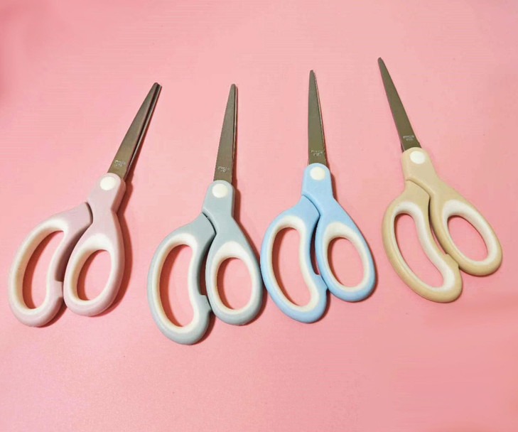 Pastel NonStick Scissors AllPurpose Office Craft Soft Grip Cutting Tool Blunt Tip Fabric Shears for Kids Sewing Left Rig