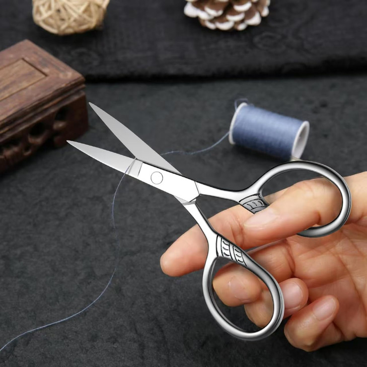 Stainless Steel Small Scissors with Textured Handle All Purpose for Arts Crafts Sewing Office Kitchen Sharp Durable Cutt