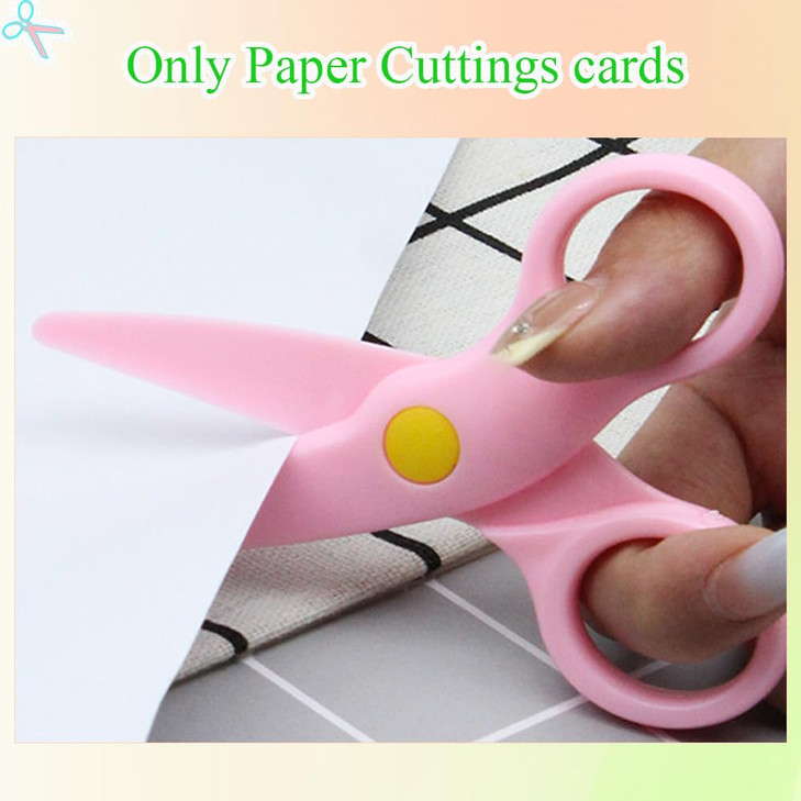 2Pcs All Plastic Scissors Safety Scissors Craft Shears for Kids Toddlers DIY Craft Projects Preschool Training Shears Ba