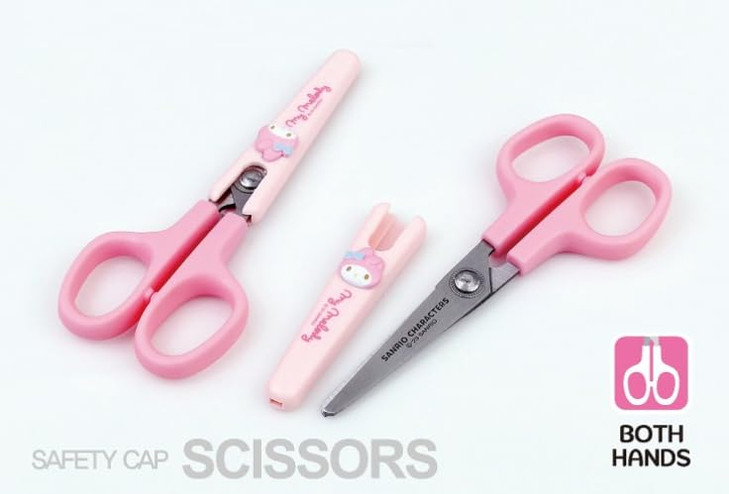 Cute Kitty Friends Stationery Scissors with Safety Cap Light Pink