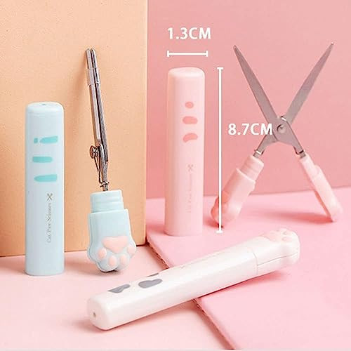 White Cat Paw Scissors Folding Pocket Scissors Multifunctional Craft Scissor Kawaii Hand Cutters Mini Art Scissor School