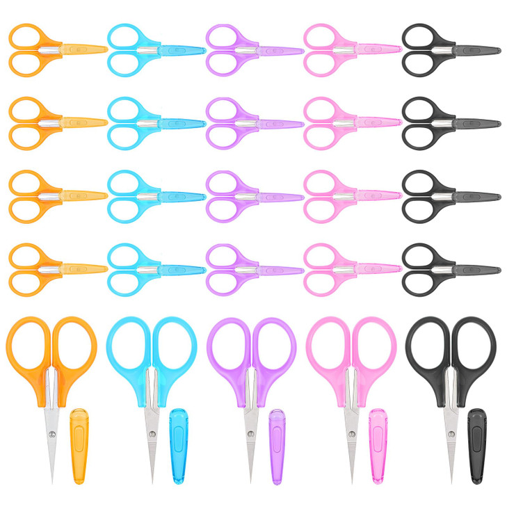 25Pack Small Sewing Scissors Stainless Steel Crafting Scissor Sharp Scissors with Cover Precision Portable Scissor for E