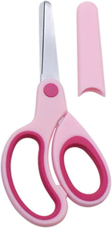 Pink Left Handed Scissor with Cap Blunt Tip Home Use Crafting Scissor Office Arts Cutting Paper ScissorsCutting Tools