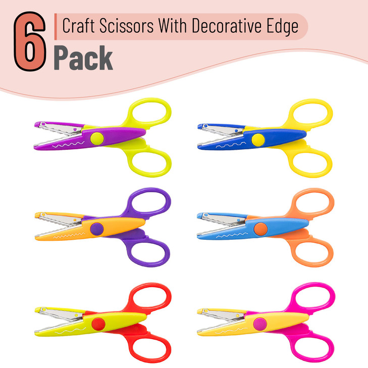 Mr Pen Craft Scissors Decorative Edge 6 Pack Retro Colors Zig Zag Scissors for Crafting