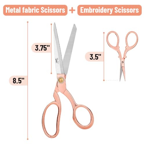 Mr Pen Fabric Scissors Embroidery Scissors Set 85 and 35 Stainless Steel Rose Gold Heavy Duty Fabric Shears