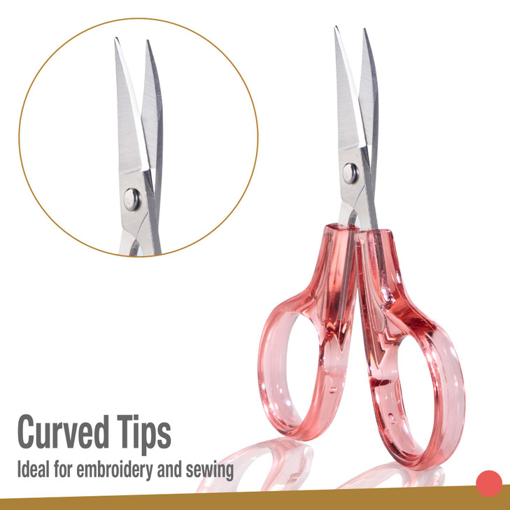 Beaditive Detail Craft Scissors Set 2 pcs Curved and Straight Sharp Compact Sewing Embroidery Paper Cutting Crafting Sta