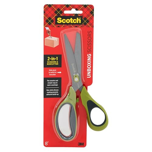 Scotch NonStick Unboxing Scissors DualFunction Scissors and Boxcutter 8inch