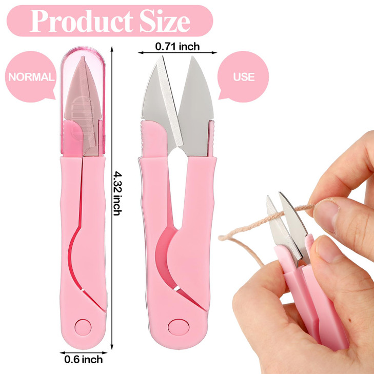 Mudder 24 Pcs U Shape Sewing Scissors with Protective Safety Cover Mini Snippers Shears Small Trimming Nipper Clipper fo