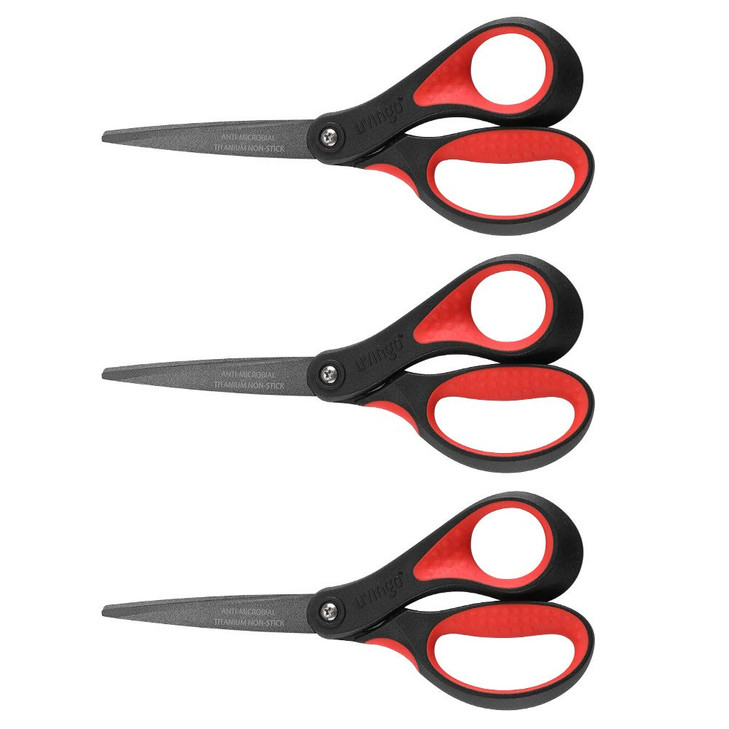 LIVINGO 8 Premium Scissors for Office Multipurpose Titanium NonStick Craft Scissors for DIY Sharp Stainless Steel Blades