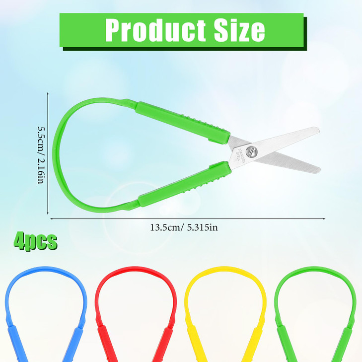 Psyqtsuary 4 Pack Mini Loop Scissors 55 Inch Adaptive Design Stainless Steel Blade Plastic Handles Multicolor Compact Am