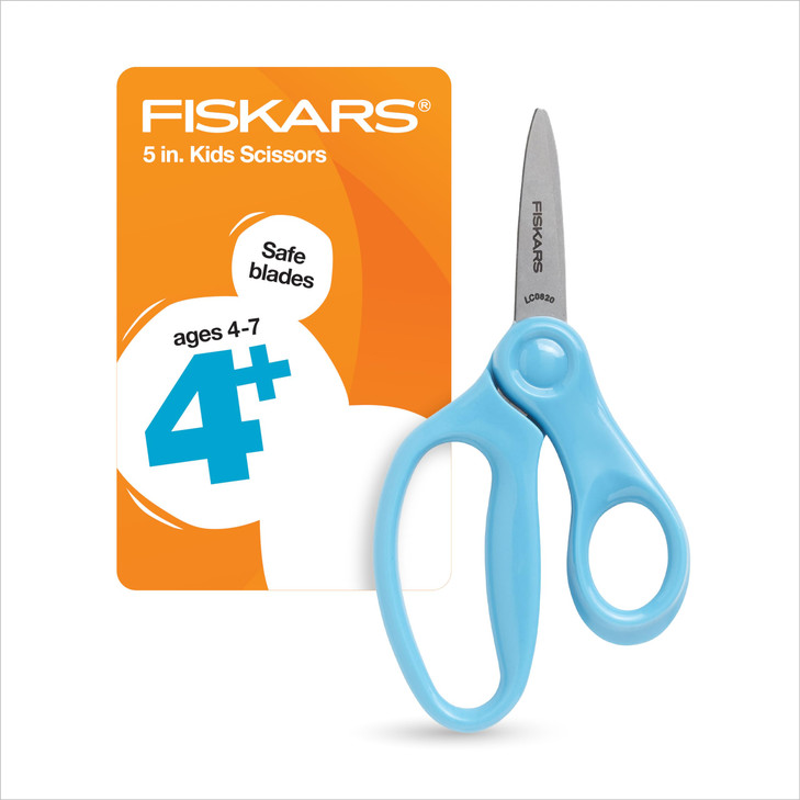 Fiskars 5 PointedTip Scissors for Kids Ages 47 Scissors for School or Crafting Back to School Supplies Turquoise