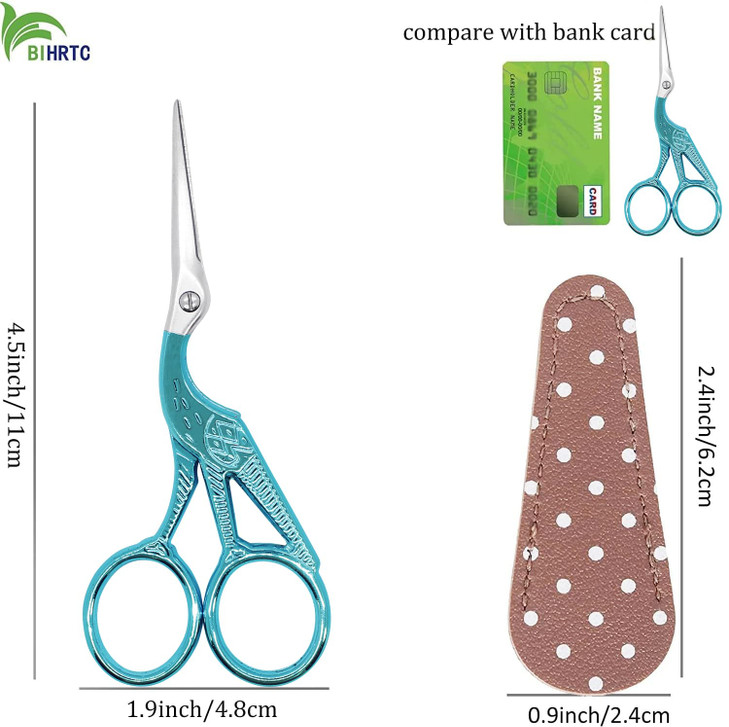 BIHRTC 45Inch Small Craft Scissor Stainless Steel Sharp Tip Scissors with Leather Protect Cover Knitting Scissors for Em