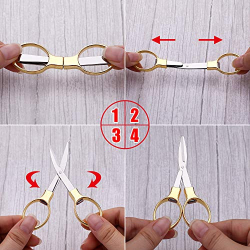 Tatuo 6 Pcs Folding Scissors Portable Travel Pocket Scissors Mini Badge Reel Shear Small Stainless Steel Sharp Retractab