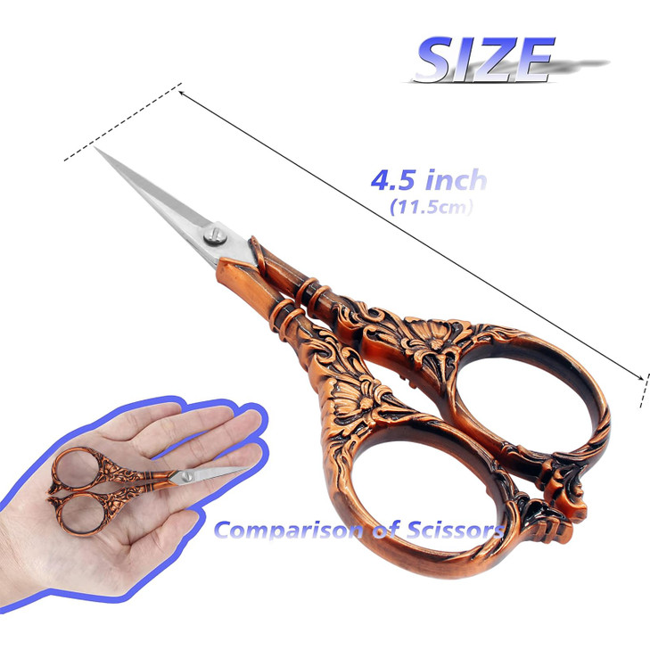 BIHRTC 45Inch Vintage Crochet Embroidery Scissors Small Sharp Pointed Stainless Steel Scissors for Sewing Craft Needwork