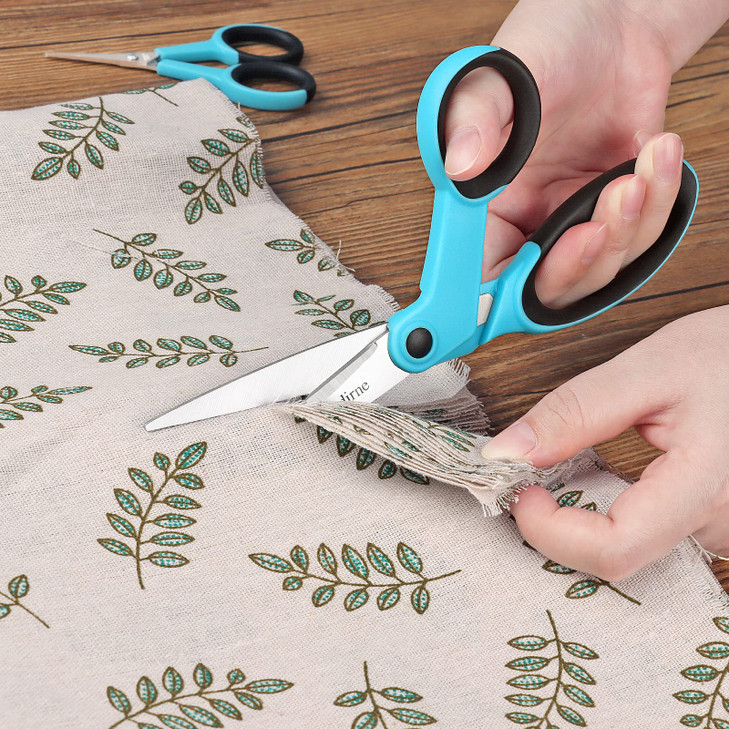 Asdirne Fabric Scissors Set Sharp Stainless Steel Blade and Soft Handles Sewing Craft and Embroidery Scissors 3PCs BlueB