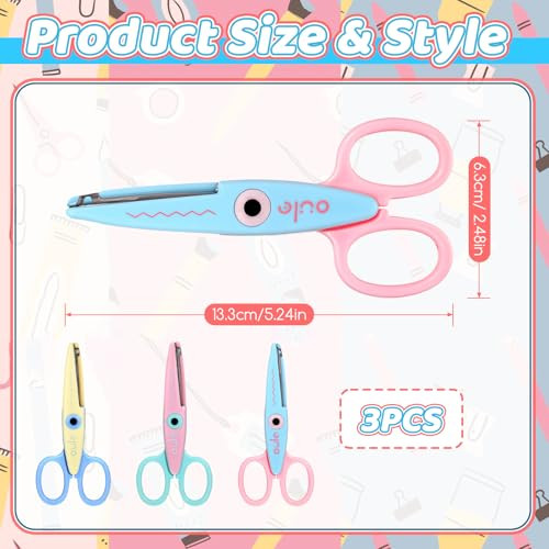 3pcs Zig Zag Scissors Decorative Pattern Edge Craft Scissors52 x 252 Inch Craft Safety Scissor Decorative EdgeABS Handle