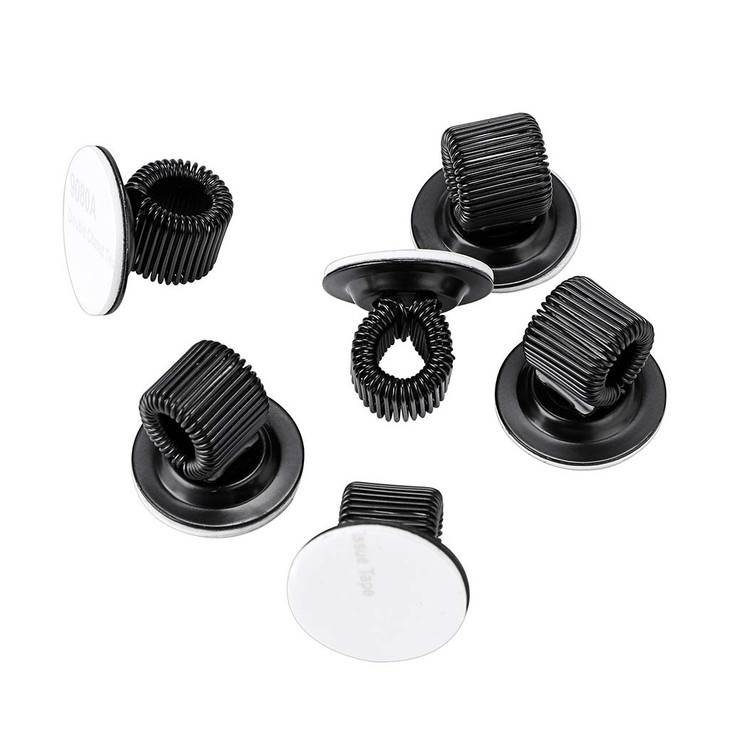 BTSKY 6 Pack Black Plating Pen Holder Clips Self Adhesive Pen Pencil Holder Pen Clip Holder with Adjustable Spring Loop