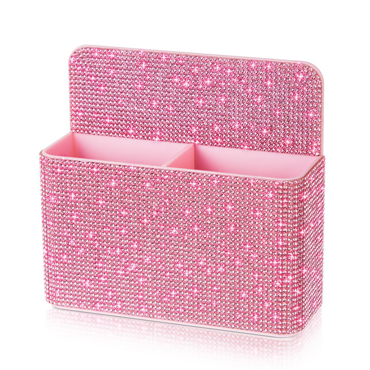 MotiMind Pink Bling Magnetic Pen Holder for Refrigerator Women Girls Locker Accessories Marker Holder for Whiteboard Spa