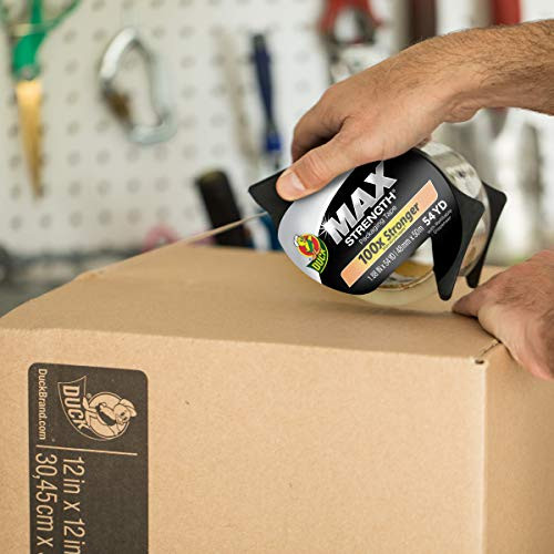 Duck Max Strength Clear Packing Tape with Refillable Dispenser 2 Rolls of Maximum Strength Heavy Duty Packaging Tape for