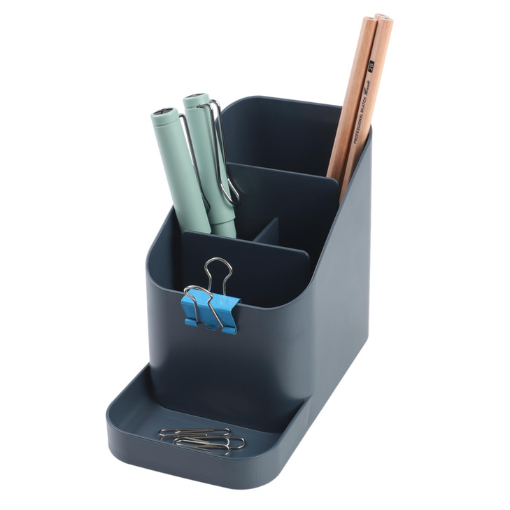 BLUE GINKGO Desk Holder KoreanMade Office Organizer for Pencils Pens Notes and Desk Supplies Prussian Blue