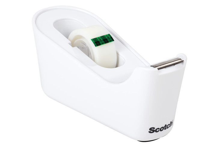 Scotch Desktop Tape Dispenser White with 1 Roll Magic Tape 34 in x 1296 in Weighted Refillable Holder for Office Home