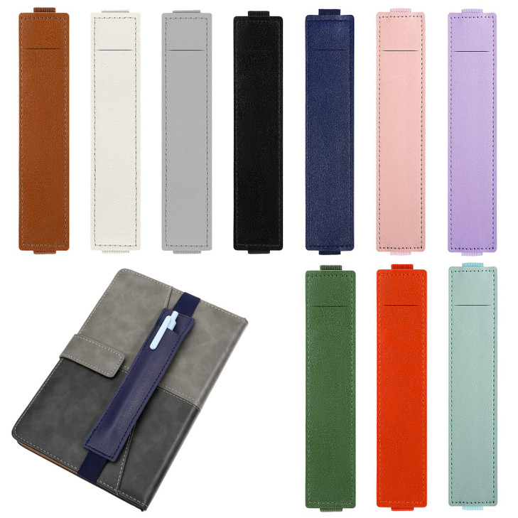 Aeaocvo 10 Pcs Pen Holder for Notebook PU Leather Adjustable Book Strap Notebook Pen Holder for Planners Binders and Boo