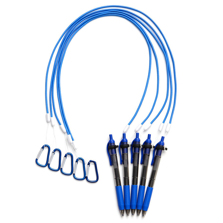Lewtemi 5 Sets 24 Inch Pen Leash for Clipboard Lanyard Holder Pen Silicone Ring Buckle for Office SuppliesBlue Classic S