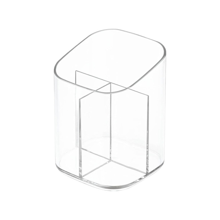 Newkita Acrylic Clear 3 Slots Pencil Pen Holder for Desk Desktop Makeup Brush Storage Organizer Pen Cup Stand for Office