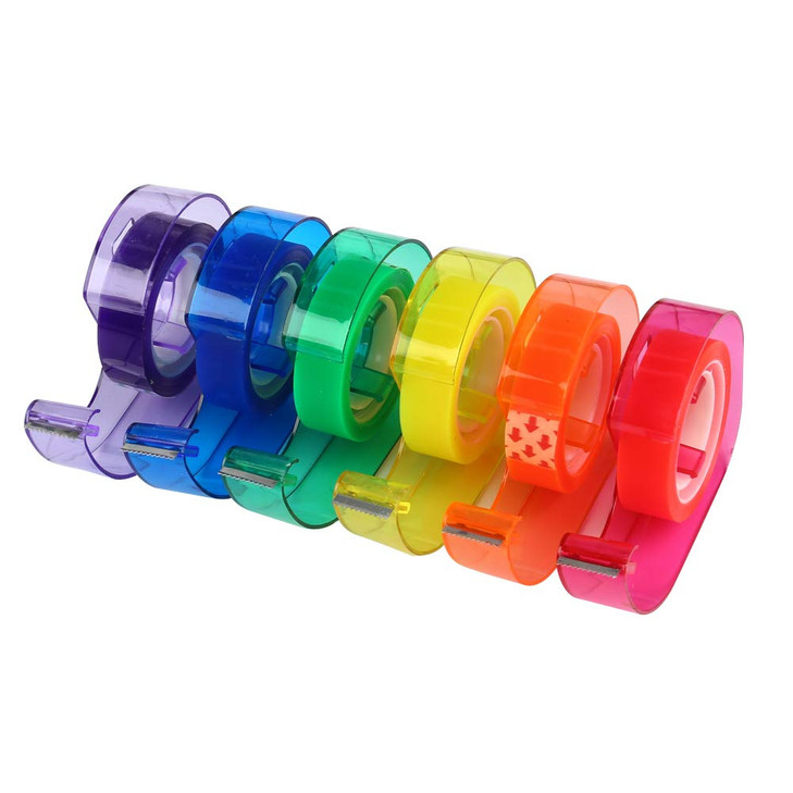 Eagle Rainbow Tape Dispenser with 6 Colored Adhesive Tapes 12 SemiTransparent Tape for Office Crafts School 6Pack Builti
