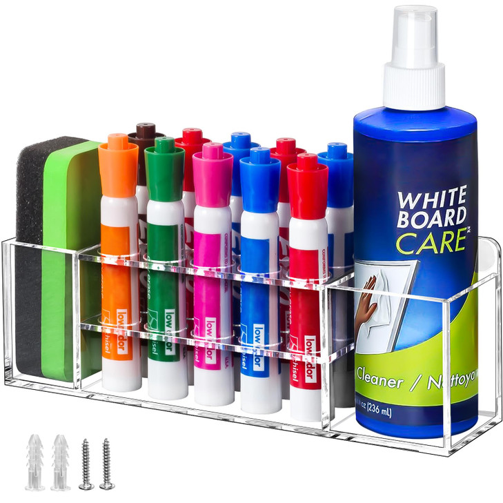 Banafich Magnetic Dry Erase Marker Holder for Whiteboard Wall Mount Pen Holder for Refrigerator Clear Pencil Holder for